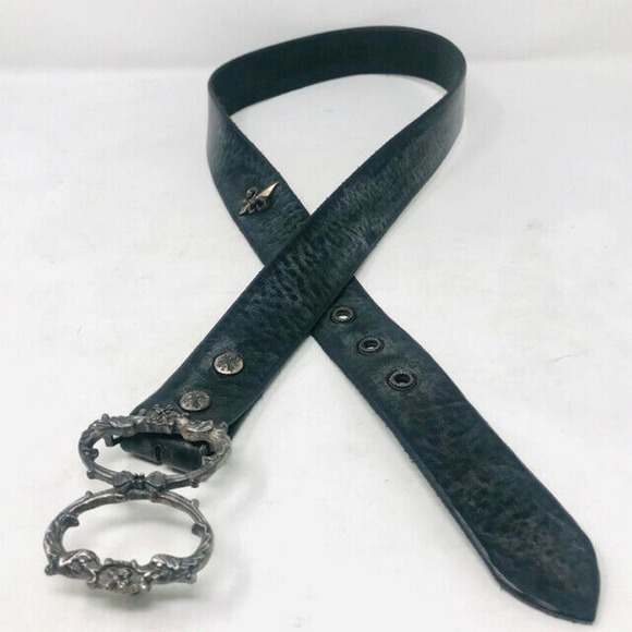 Soffer Ari Black Leather Silver Buckle Daggar Belt main image 4